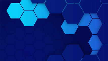 Hexagon gradient Blue Colorful abstract Design Banner