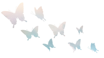 美しい蝶のシルエット　虫　装飾イラスト　ノスタルジック　背景