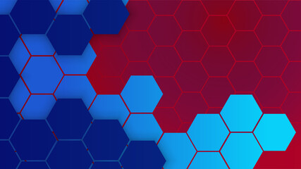 Hexagon gradient Blue red Colorful abstract Design Banner