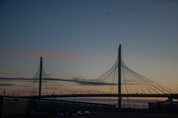 suspension bridge at night