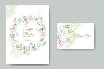 wedding invitation card with floral watercolor