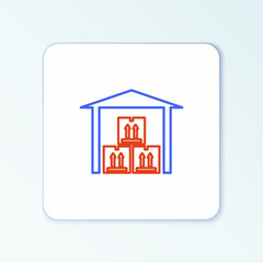 Line Warehouse icon isolated on white background. Colorful outline concept. Vector