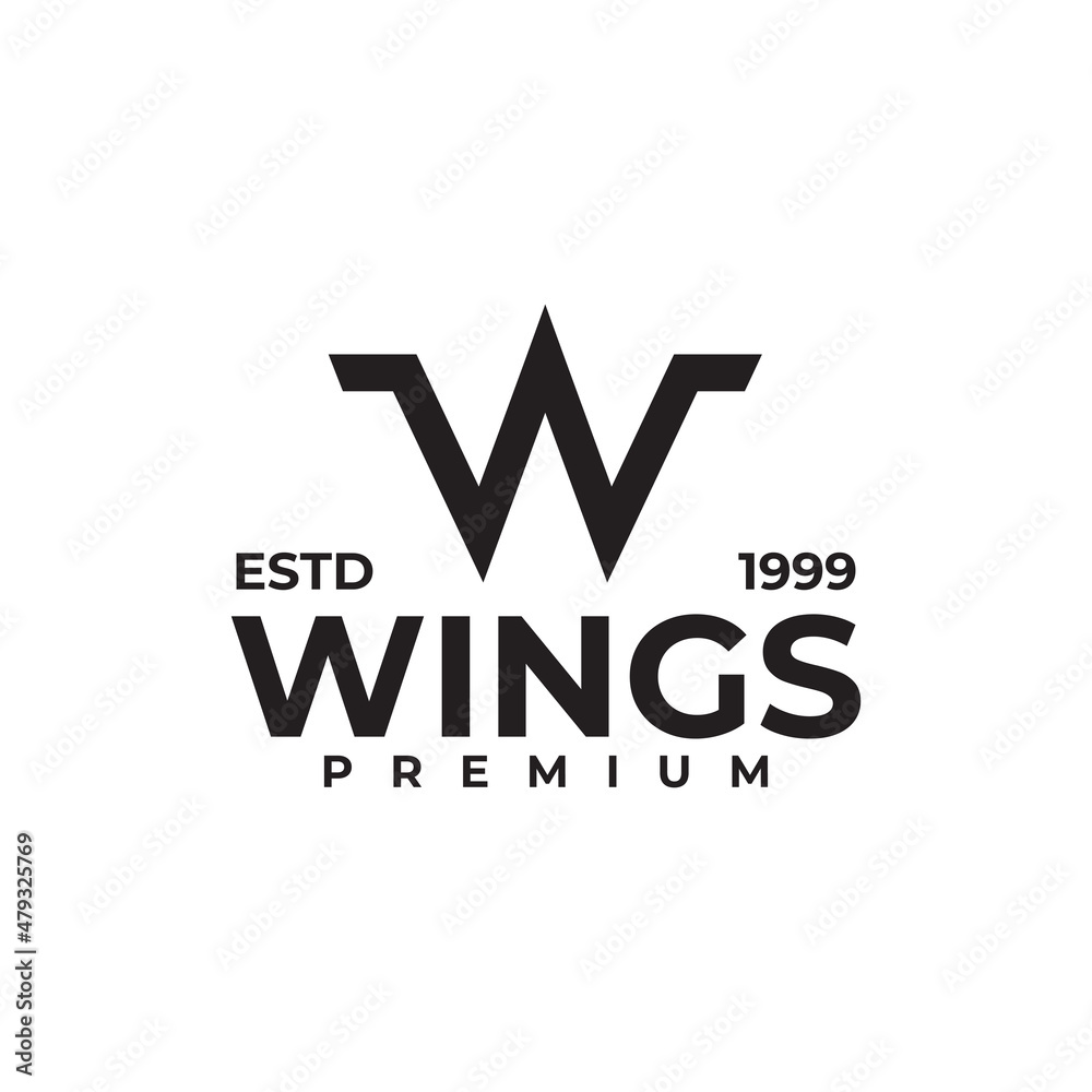 Sticker wing w letter logo design