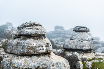 Figures in precious stones at the top of Torcal de Antequera, in the municipalities of Antequera and Villanueva de la Concepción. Province of Malaga, Andalusia