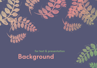 Watercolor beautiful background. Provence leaves with gradient