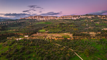 Aerial View of Agrigento at Sunset, Sicily, Italy, Europe, World Heritage Site