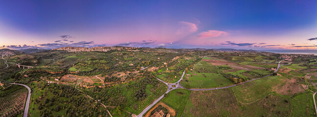 Aerial View of Agrigento at Sunset, Sicily, Italy, Europe, World Heritage Site - obrazy, fototapety, plakaty