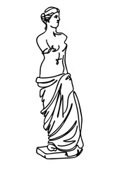 Fototapeta premium Vector continuous line art of antique statue of Venus