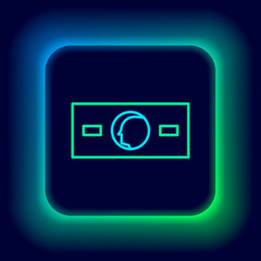 Glowing neon line Paper money cash icon isolated on black background. Money banknotes stacks. Bill currency. Colorful outline concept. Vector
