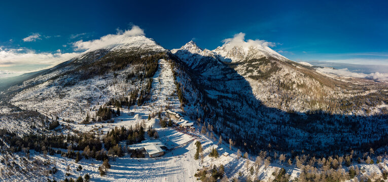 View of the High Tatras mountains from Hrebienok in the Tatra National park, Slovakia