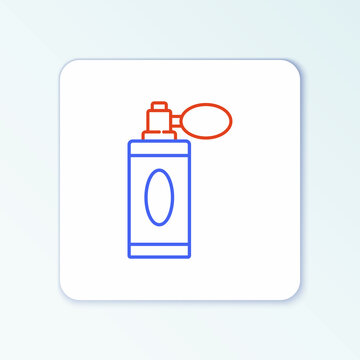 recommend clip art: Line Aftershave bottle with atomizer icon isolated on white background. Cologne spray icon. Male perfume bottle. Colorful outline concept. Vector