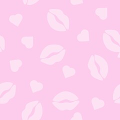 Kisses and Hearts seamless Pattern. Vecctor seamless pattern or background