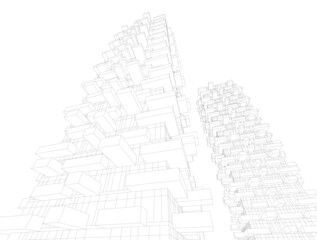 Abstract architecture design 3d illustration