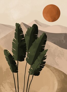 Boho Abstract Mountains Landscape Textured Poster. Abstract Arrangements. Landscapes, mountains. Posters. Wall art for Home Decor