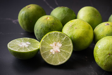 Group of lime Fruits with dark background