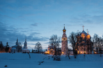 Evening view of the Kremlin from the other side of the Vologda River