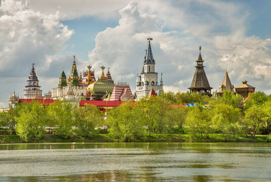 Kremlin in Izmailovo and Silver-Grape pond in Moscow. Russia