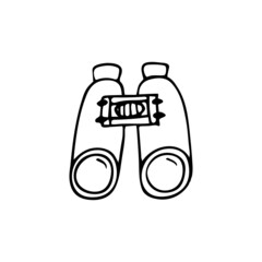 Hand drawn doodle binoculars. Vector clipart. Outline.