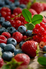 Assorted multi-colored berries on the table