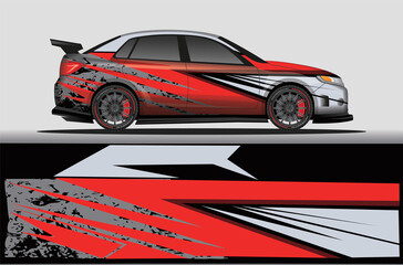 Obraz premium Car livery wrap decal, rally race style vector illustration abstract background