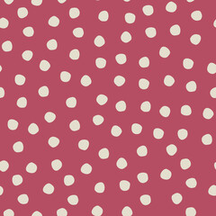 Seamless hand drawn polka-dot pattern on Crimson background for surface design and other design projects