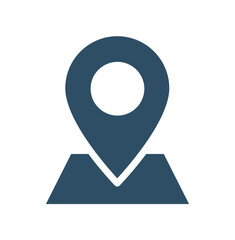 Map with pin, geo locate, pointer icon. Black icon on white background