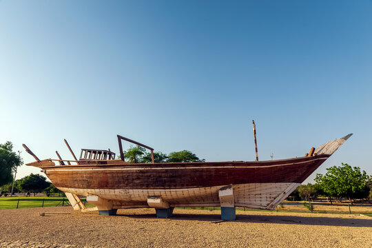 A Traditional wooden Boat in Aqua Park at Jubail Saudi Arabia.