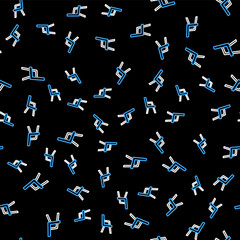 Line Armchair icon isolated seamless pattern on black background. Vector