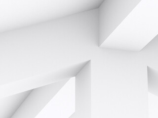 Abstract minimal architectural background. White geometric 3d render
