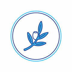 Fototapeta premium Filled outline Olives branch icon isolated on white background. Vector