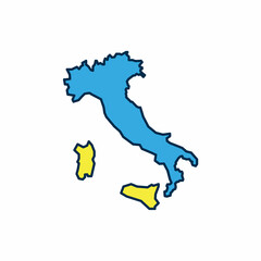 Filled outline Map of Italy icon isolated on white background. Vector
