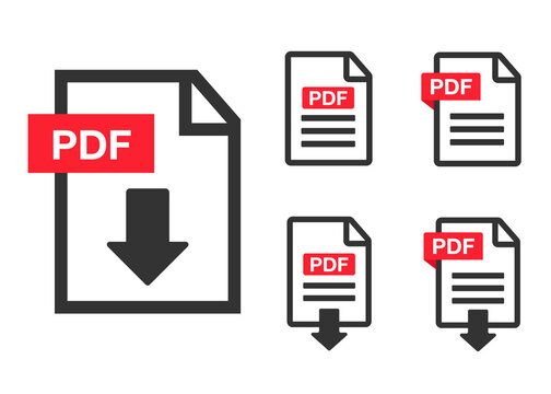 PDF file download icon. Document text, symbol web format information, vector illustration