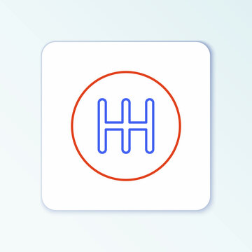 Line Gear shifter icon isolated on white background. Transmission icon. Colorful outline concept. Vector