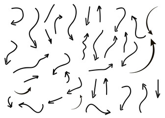 Set of hand drawn arrows. Arrows doodle set