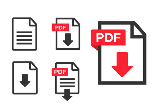 PDF file download icon. Document text, symbol web format information, vector illustration