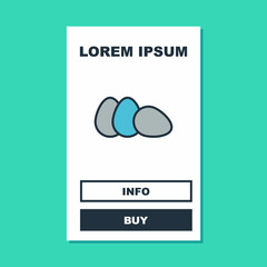 Filled outline Chicken egg icon isolated on turquoise background. Vector