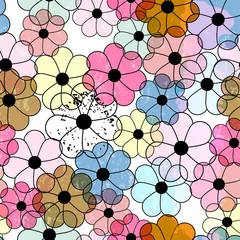 Rolgordijnen abstract colorful background pattern, with circles, floral ornaments, paint strokes and splashes, seamless © Kirsten Hinte