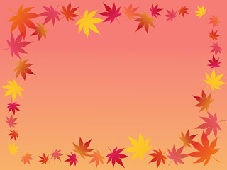 秋をイメージした紅葉のフレームイラスト