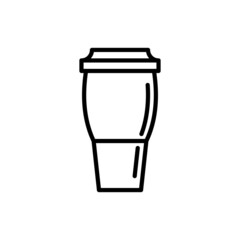 Reusable coffee cup thin line icon. Zero waste. Modern vector illustration.