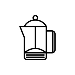 French press thin line icon. Zero waste. Modern vector illustration of kitchen utensil.