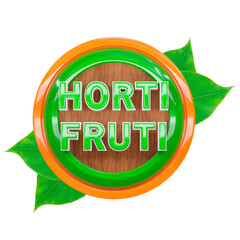 Hortifruti banner or poster for promotional campaigns for stores and markets. Lettering in Brazilian Portuguese