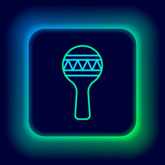 Glowing neon line Maracas icon isolated on black background. Music maracas instrument mexico. Colorful outline concept. Vector