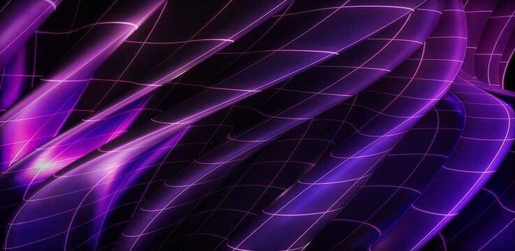 Abstract purple wave 3D rendering background. A futuristic backdrop element with curves, ideal for technology or science edits