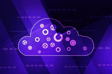 2D rendering illustration.  gears with cloud