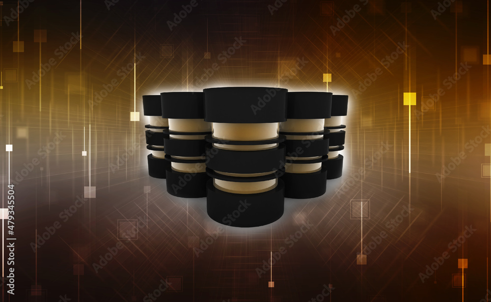 Poster 3d rendering database storage data base