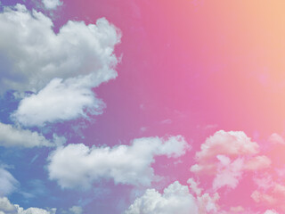 Fototapeta premium beauty sweet pastel orange pink colorful with fluffy clouds on sky. multi color rainbow image. abstract fantasy growing light