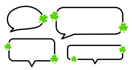 Set of rectangle speech bubbles with green clover sign.