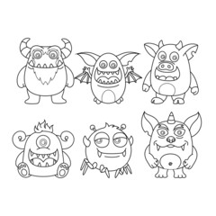 Cute coloring for kids with monster collection
