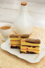 Spiku or Lapis Surabaya, the Layers Rich Egg Yolk Cake with Strawberry Jam in Between, Popular as Imlek