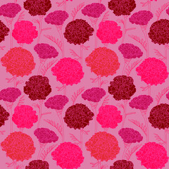 Carnation fields, floral repeating pattern design